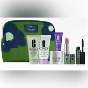 New Clinique Kate Spade 7-Piece Make-Up Gift Set & Zip Cosmetic Bag Sealed